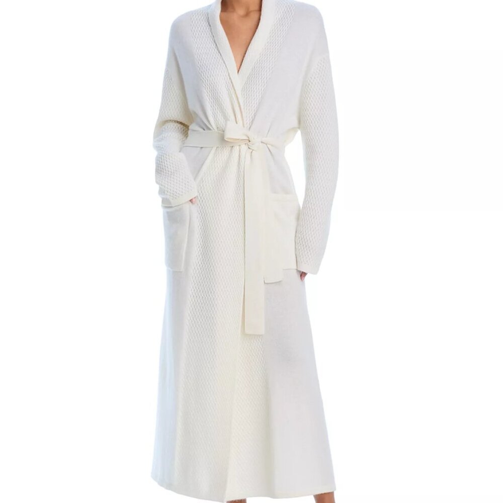 New with tag Arlotta Braided Long 100% Cashmere Robe Snow